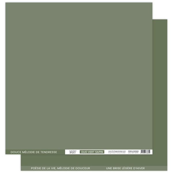 Florilèges Design - Papier uni DUO VERT SAPIN