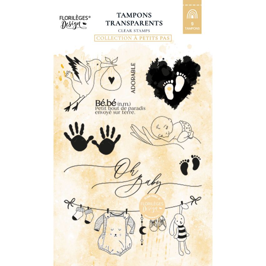 Tampons Clear Petits Mots Florilèges Design - Kit Scrapbooking 13,5x11cm