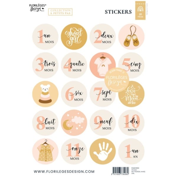 Florilèges Design - Stickers À PETITS PAS - MA PREMIÈRE ANNÉE - GIRL
