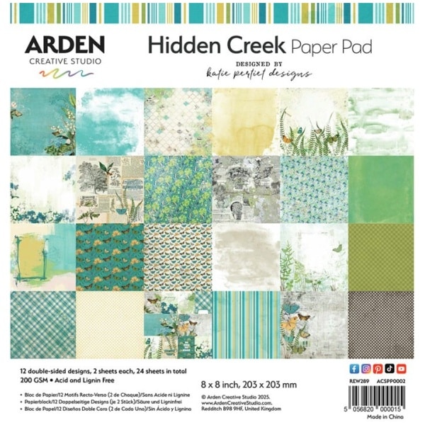 Arden Creative Studio - Kit Papiers Imprimés 12 x 12 - Katie Pertiet Designs - Collection HIDDEN CREEK