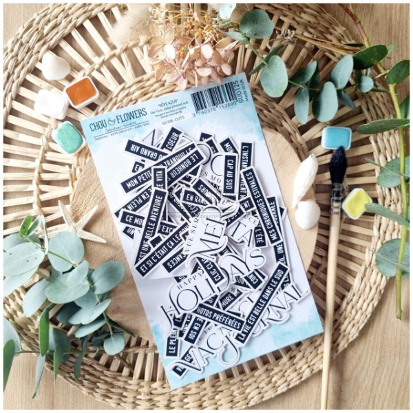 CHOU & FLOWERS - Die-cuts JOLIES PHRASES SUD - RÊVE AZUR